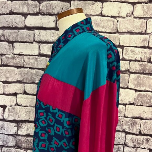 Jo Hardin Vintage Multicolored Long Sleeve Blouse Size 12 - Picture 5 of 10